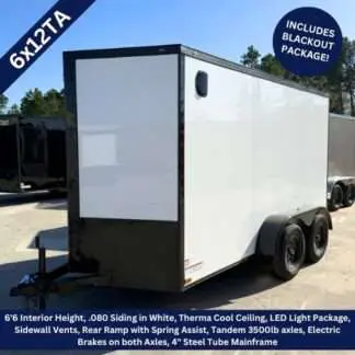 Titanium Cargo 6x12 Tandem Axle White Enclosed Trailer with Blackout Package