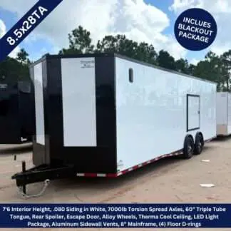 Titanium Cargo 8.5x28 Tandem Axle White Enclosed Trailer with Escape Door and Blackout Package