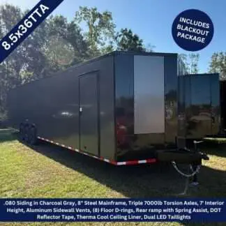 Titanium Cargo 8.5x36 Triple Axle Charcoal Gray Enclosed Cargo Trailer with Blackout Package