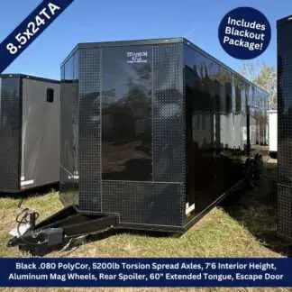 Titanium Cargo Black 8.5x24 Tandem Axle with Spread Axles and Blackout Package