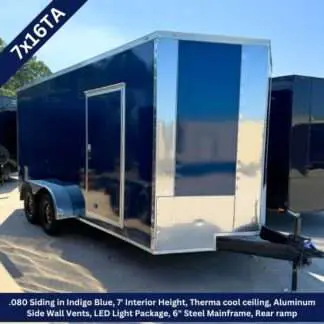 Titanium Cargo 7x16 Tandem Axle Indigo Blue Enclosed Cargo Trailer