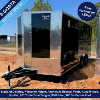 Titanium Cargo 8.5x16 Tandem Axle Black Enclosed Trailer with Rear Spoiler