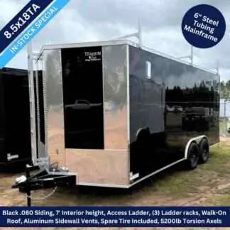 Titanium Cargo 8.5x18 Tandem Axle Black Enclosed Cargo Trailer with Ladder Racks