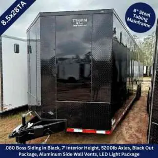 Titanium Cargo 8.5x28 Tandem Axle Black Enclosed Cargo Trailer with Blackout Package