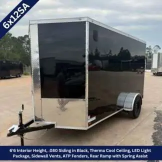 6x12 Single Axle Black Enclosed Cargo Trailer