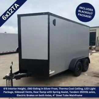 Titanium Cargo 6x12 Tandem Axle Silver Frost Enclosed Trailer with Blackout Package