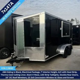 Titanium Cargo 7x14 Tandem Axle Black Enclosed Concession Trailer