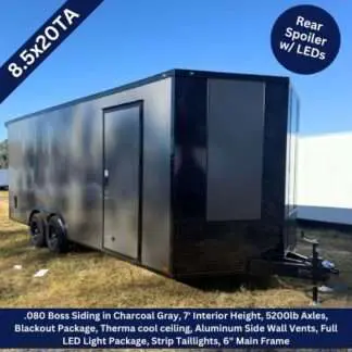 Titanium Cargo 8.5x20 Tandem Axle Charcoal Blackout with Spoiler