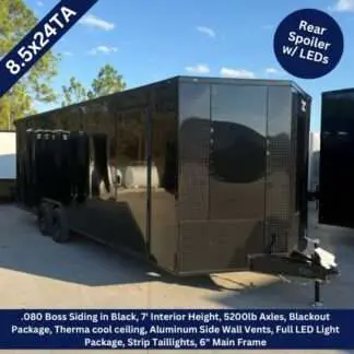 Titanium Cargo 8.5x24 Tandem Axle Black Enclosed Trailer with Blackout Package and Spoiler