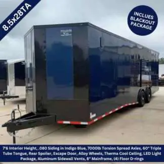 Titanium Cargo 8.5x28 Tandem Axle Indigo Blue Enclosed Trailer with Escape Door and Blackout Package