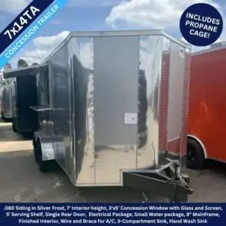 Titanium Cargo 7x14 Silver Frost Concession Trailer