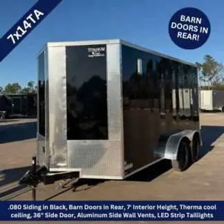 Titanium Cargo 7x14 Tandem Axle Black Enclosed Trailer with Barn Door