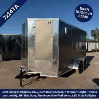 Titanium Cargo 7x14 Tandem Axle Charcoal Gray Enclosed Trailer with Barn Doors