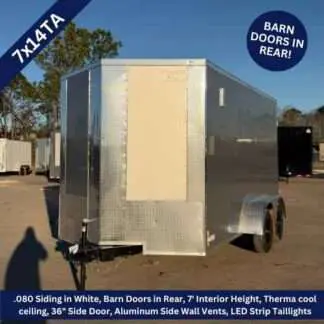 Titanium Cargo 7x14 Tandem Axle Silver Frost Enclosed Trailer with Barn Doors