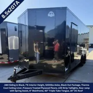 Titanium Cargo 8.5x20 Tandem Axe Black Blackout Enclosed Trailer with Pressure Treated Floors