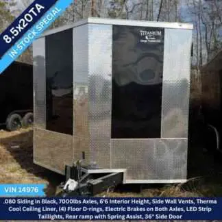 Titanium Cargo 7x16 Tandem Axle Silver Blackout In Stock Special - $5850 on sale for $5175.00 VIN 14412