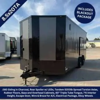 Titanium Cargo 8.5x20 Tandem Axle Charcoal Enclosed Race Trailer with Blackout Package