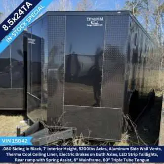 Titanium Cargo 8.5x24 Tandem Axle Black Blackout Enclosed Trailer with Extended Tongue VIN 15042
