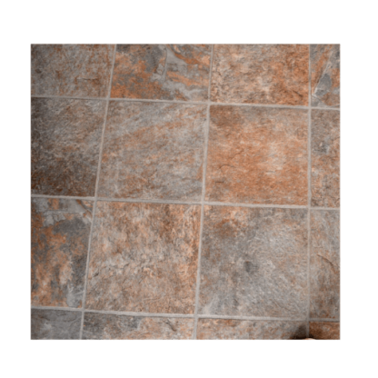 A Gray Slate Tile Vinyl Flooring for 4X6 with gray and orange tiles.