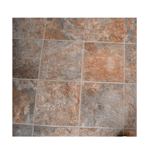 A Gray Slate Tile Vinyl Flooring for 4X6 with gray and orange tiles.