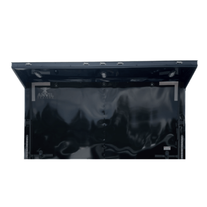 A black plastic box with a lid on it.