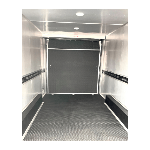 The inside of a White Metal on Walls 4X6 enclosed cargo trailer.