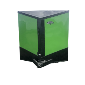 A green and black box on a white background.