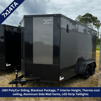 Titanium-Cargo-7x14-Tandem-Axle-Enclosed-Charcoal-PolyCor-Trailer-with-Blackout