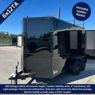 Titanium Cargo 6x12 Tandem Axle Black Enclosed Trailer with Ladder Racks