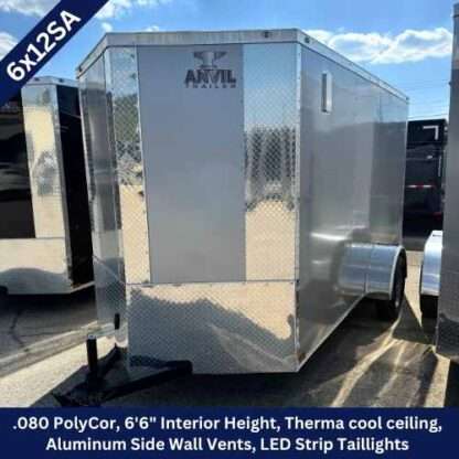 Anvil 6x12 Single Axle Enclosed Trailer Silver Frost PolyCor