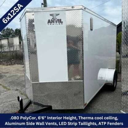 Anvil 6x12 Single Axle Enclosed Trailer White PolyCor