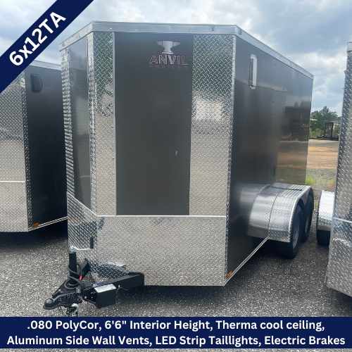 Anvil 6x12 Tandem Axle Enclosed Trailer Charcoal Gray PolyCor