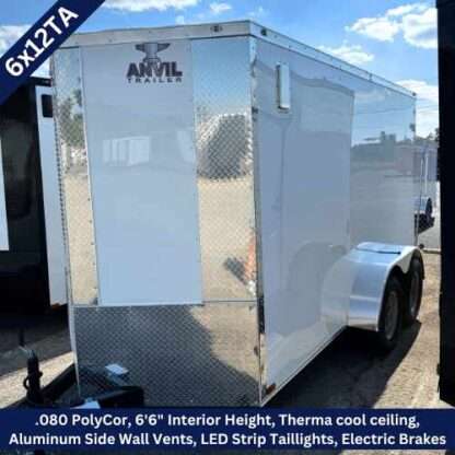 Anvil 6x12 Tandem Axle Enclosed Trailer White PolyCor