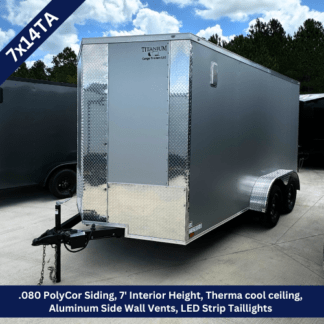 Titanium Cargo 7x14 Tandem Axle Silver Frost PolyCor Enclosed Trailer