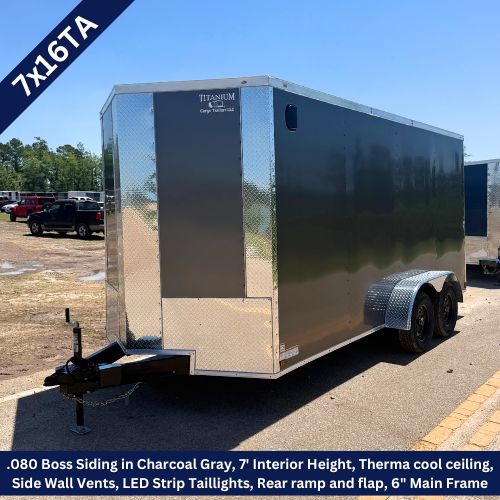 Titanium Cargo 7×16 Tandem Axle Charcoal Gray Enclosed Trailer