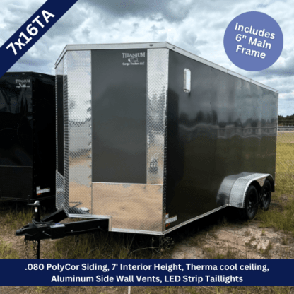 Titanium Cargo 7x16 Tandem Axle Charcoal Gray PolyCor Enclosed Trailer