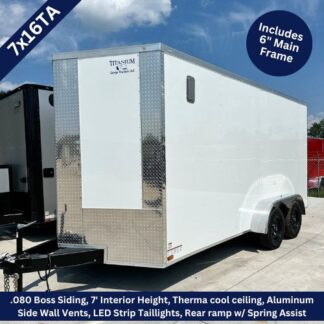 Titanium Cargo 7x16 Tandem Axle White Enclosed Trailer