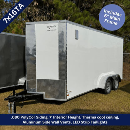 Titanium Cargo 7x16 Tandem Axle White PolyCor Enclosed Trailer