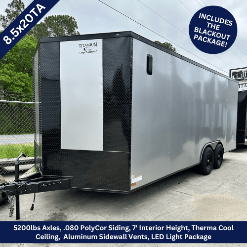 Titanium Cargo 8.5x20 Tandem Axle Silver PolyCor Enclosed Trailer with Blackout