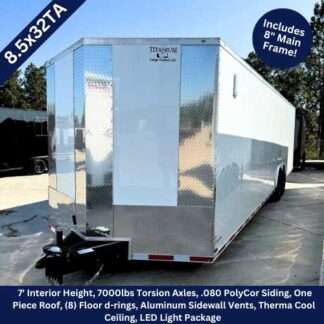 Titanium Cargo 85x32 Tandem Axle White PolyCor Enclosed Cargo Trailer