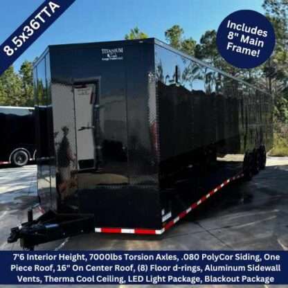 Titanium Cargo 85x36 Triple Axle Black PolyCor Enclosed Cargo Trailer With Blackout