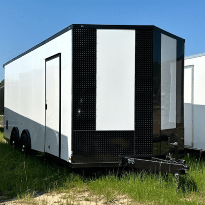 Titanium Cargo White 8.5x20 Tandem Axle with Spread Axles and Blackout Package