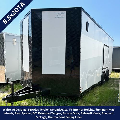 Titanium Cargo White 8.5×20 Tandem Axle with Spread Axles and