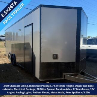 8.5x24 Tandem Axle Charcoal Race Trailer with the Blackout Package