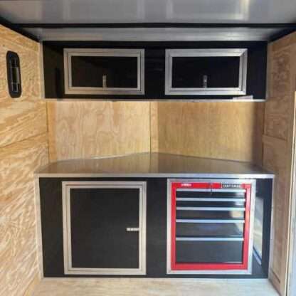 go 7x16 Tandem Axle Red Enclosed Trailer with Ladder Racks