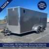 Anvil 7x14 Tandem Axle Charcoal Enclosed Cargo Trailer with Barn Doors