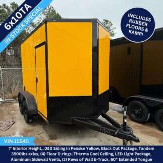 Titanium Cargo 6x10 Tandem Axle Yellow Enclosed Trailer with Blackout Package