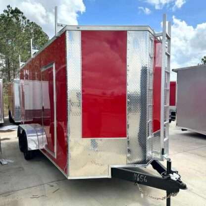 Titanium Cargo 7x16 Tandem Axle Red Enclosed Trailer with Ladder Racks - Image 4