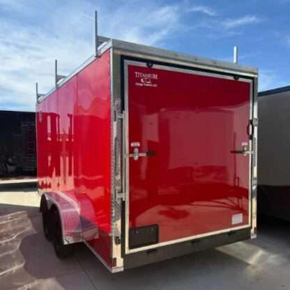 Titanium Cargo 7x16 Tandem Axle Red Enclosed Trailer with Ladder Racks - Image 3