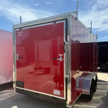 Titanium Cargo 7x16 Tandem Axle Red Enclosed Trailer with Ladder Racks - Image 2